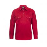 Workcraft-Closed-Front-Long-Sleeve-Shirt-Red