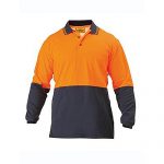 Bisley-long-sleeve-polo-shirt-Orange-Navy