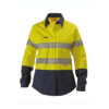 Bisley-Ladies-taped-two-tone-Hi-Vis-light-weight-shirt-Yellow-Navy