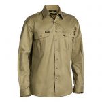 Bisley-original-Drill-Long-Sleeve-Work-Shirt-Khaki