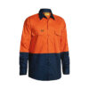 Bisley-Two-Tone-Hi-Vis-Cool-Light-weight-Drill-Long-Sleeve-Shirt-Orange-Navy