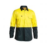 Bisley-Two-Tone-Hi-Vis-Cool-Light-weight-Drill-Long-Sleeve-Shirt-Yellow-Bottle