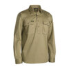 Bisley-drill-work-shirt-closed-front-khaki