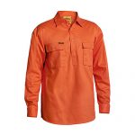 Bisley-drill-work-shirt-closed-front-Orange