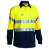 Bisley-2-Toned-HiViz-Day-Night-Use-Shirt-Yellow-Navy