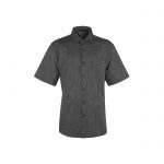 Mens-corporate-shirt-assie-pacific-henley-short-sleeve-black-silver
