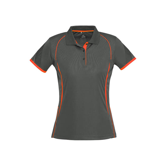 Biz-Ladies-Razor-Polo-Grey-Fluro-Orange