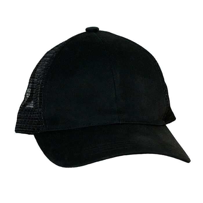 Ponytail-trucker-cap-Black-Front-L