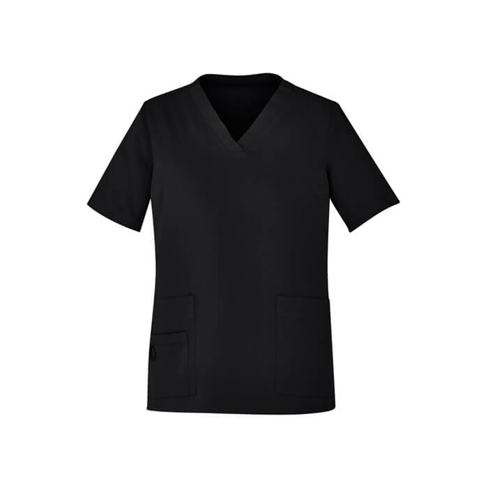 CST941ls-v-neck-womens-Scrub-Top-Black