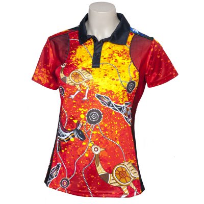 Elite-Indigenous-Ladies-Polo-Red-Dust-Style-Front