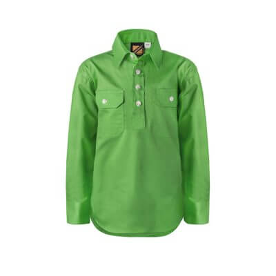 Workcraft-Kids-Lightweight-Closed-Front-Long-Sleeve-Shirt-Green