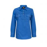 Workcraft-Ladies-Closed-Front-Long-Sleeve-Shirt-Blue