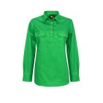 Workcraft-Ladies-Closed-Front-Long-Sleeve-Shirt-Green