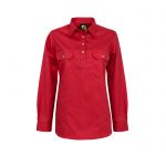 Workcraft-Ladies-Closed-Front-Long-Sleeve-Shirt-Red
