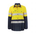 Workcraft-Ladies-Hi-Vis-Long-Sleeve-Taped-Maternity-Shirt-Yellow-Navy-Front